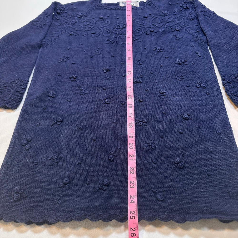 Huntington Ridge |VTG 90s| Navy Ramie Cotton Floral Knit Sweater S| Cottagecore - Picture 8 of 8